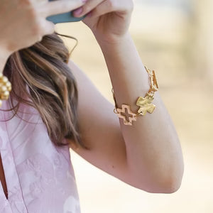 Linked Cross Toggle Bracelet