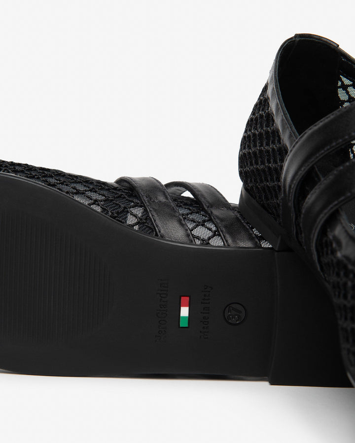 Mesh Ballet Flat by Nero Giardini - Black Mesh