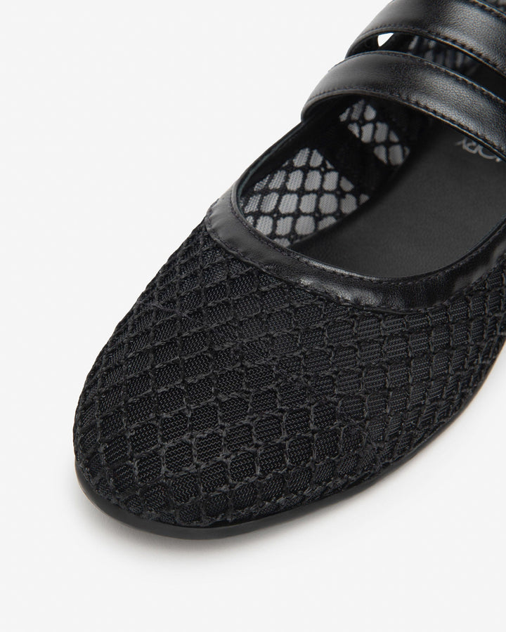 Mesh Ballet Flat by Nero Giardini - Black Mesh