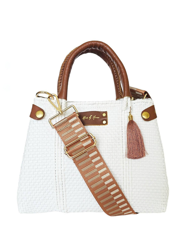 Mini Less Pollution Crossbody Bag - White Pearl: Statement Strap