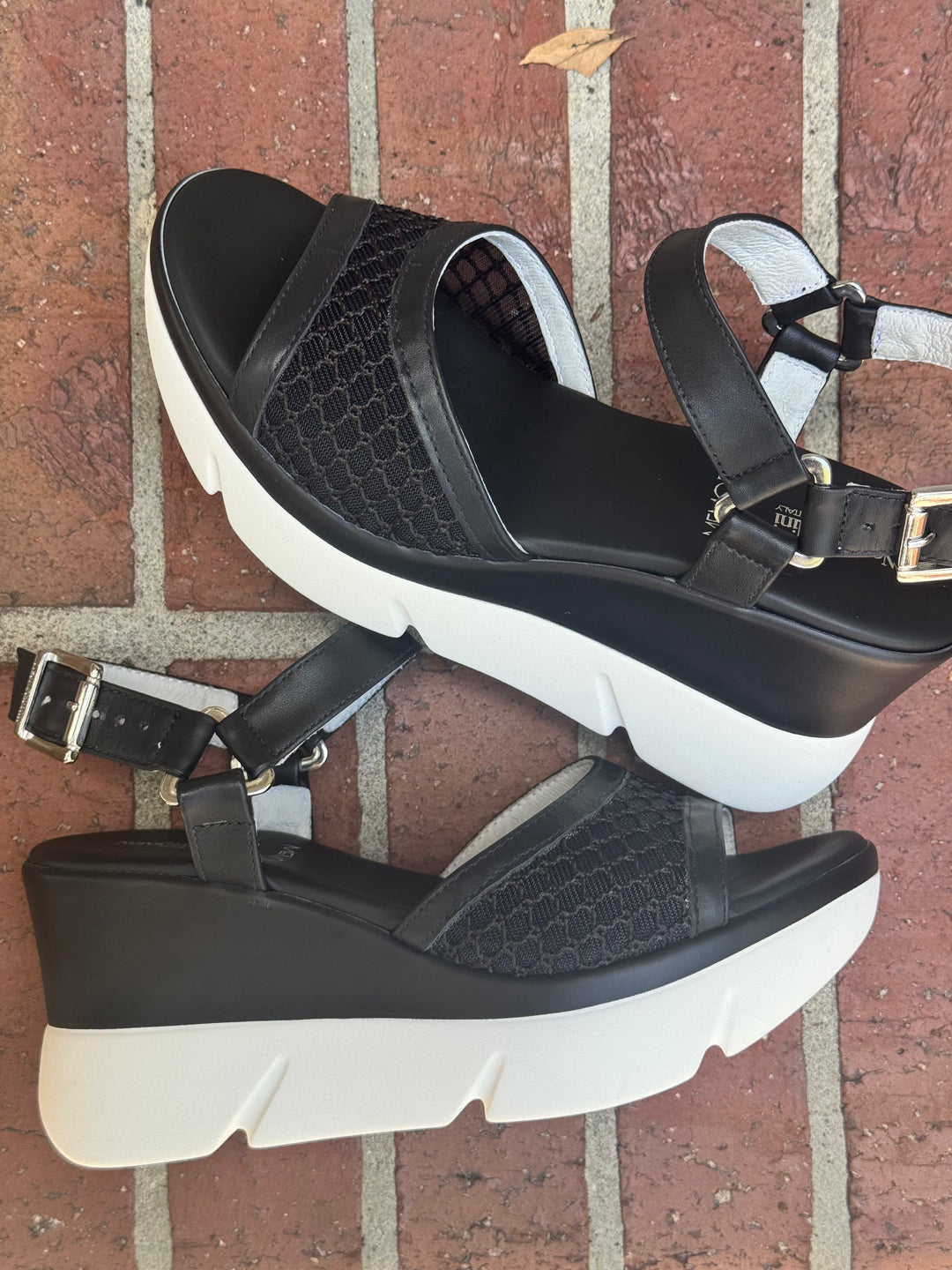 NeroGiardini Black Mesh Wedge