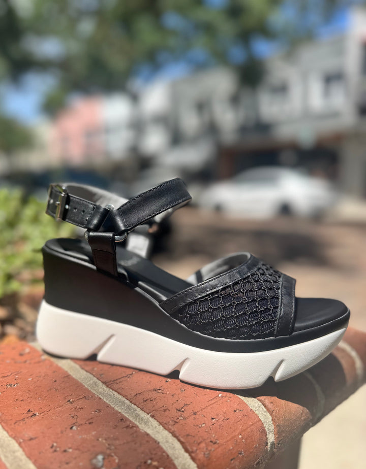 NeroGiardini Black Mesh Wedge