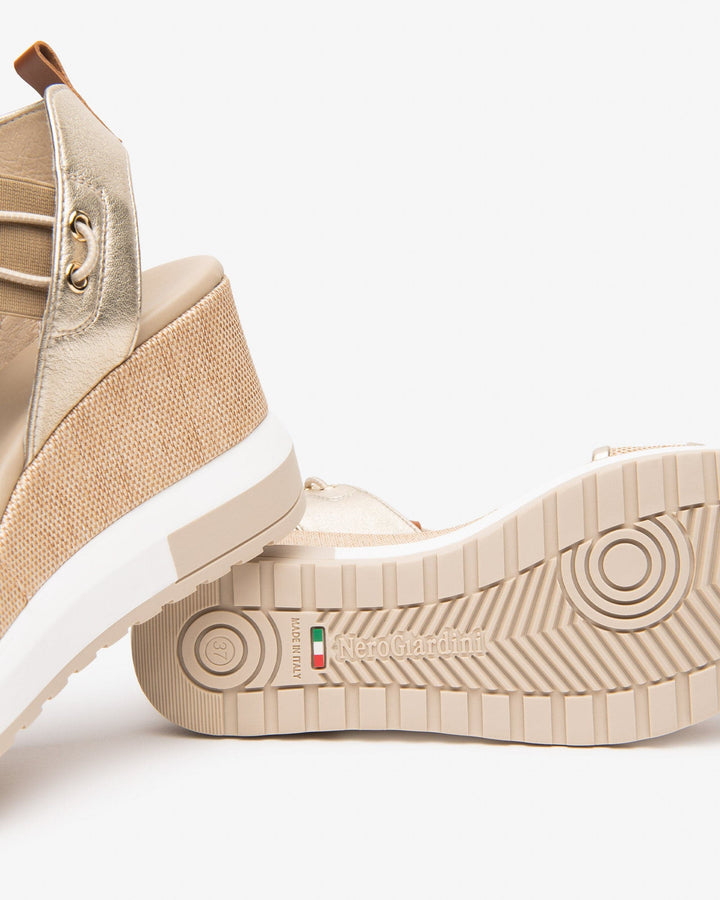 NeroGiardini Linen Wedge - Linen Gold