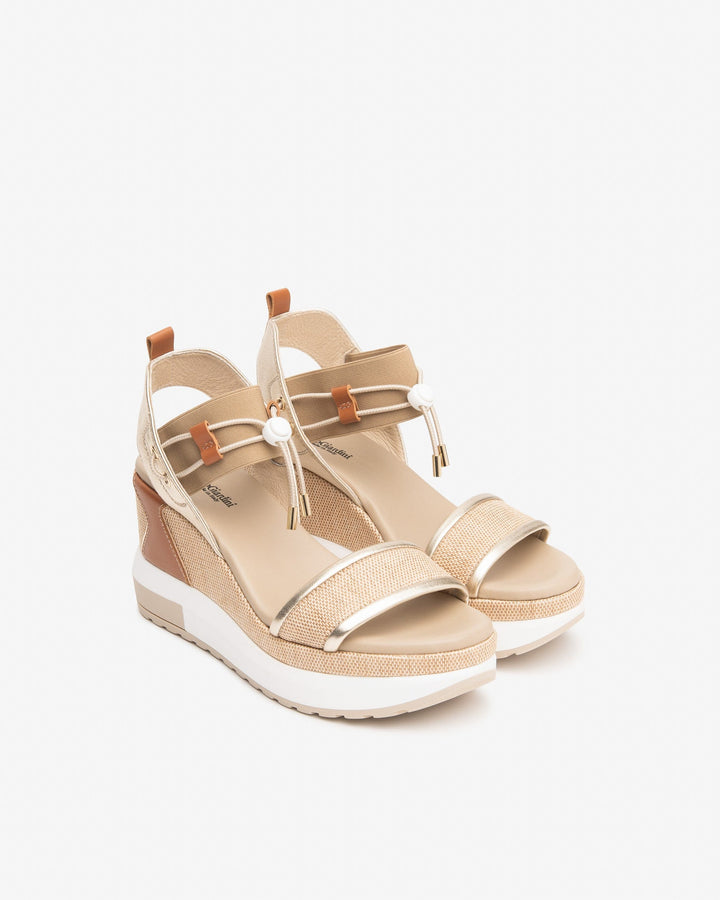 NeroGiardini Linen Wedge - Linen Gold