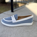 Raina Penny Loafer by Softwaves  - Denim Albume