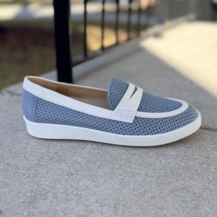 Raina Penny Loafer by Softwaves  - Denim Albume