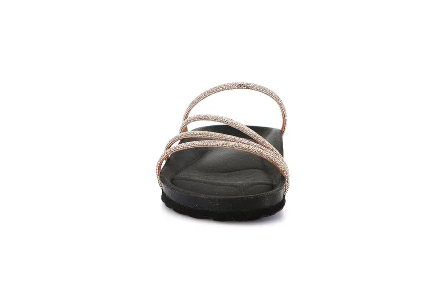 Sandal with Rhinestone Straps | SARA by Grunland - CHAMPAGNE 70