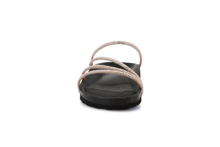Sandal with Rhinestone Straps | SARA by Grunland - CHAMPAGNE 70