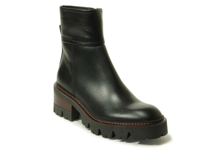 Sesto Meucci MALIA Black Leather Lug Sole Combat Boot