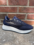 Softwaves ALAINA Raffia Platform Tie Navy