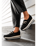 Softwaves CADIE Black Slip-on Platform Sneaker