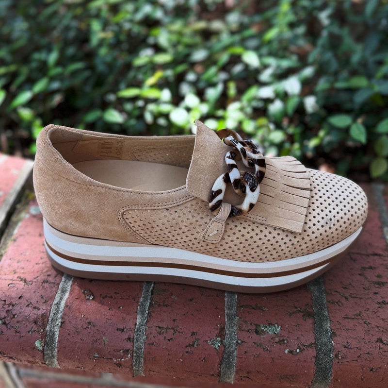 Softwaves CADIE Camel Velour Slip-on  Platform Sneaker