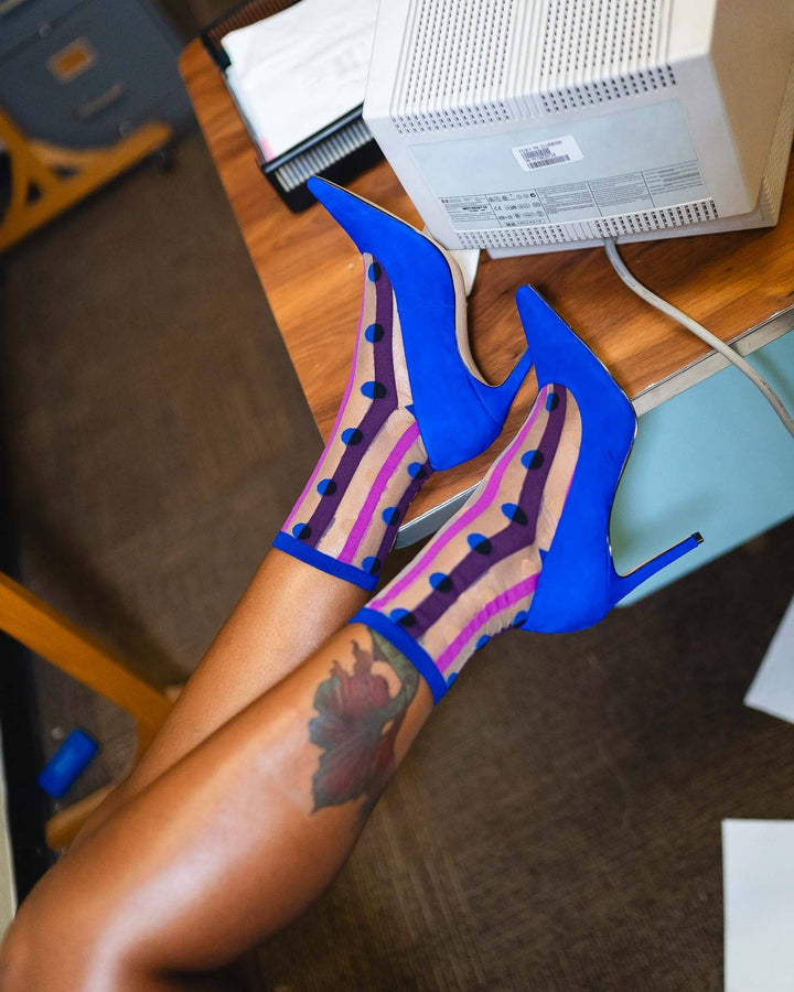 Stripes & Dots Sheer Crew by Sock Candy