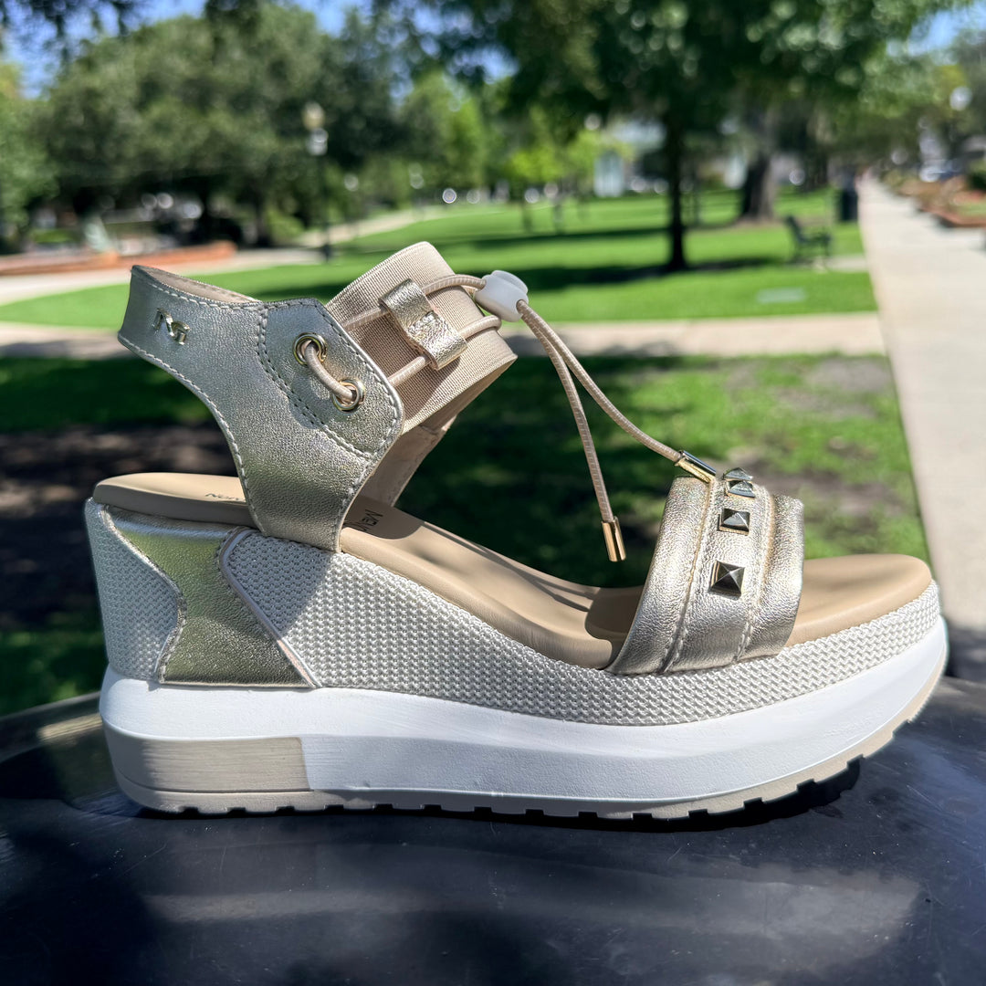 Studded Platform Wedge by Nero Giardini - GOLD SAND