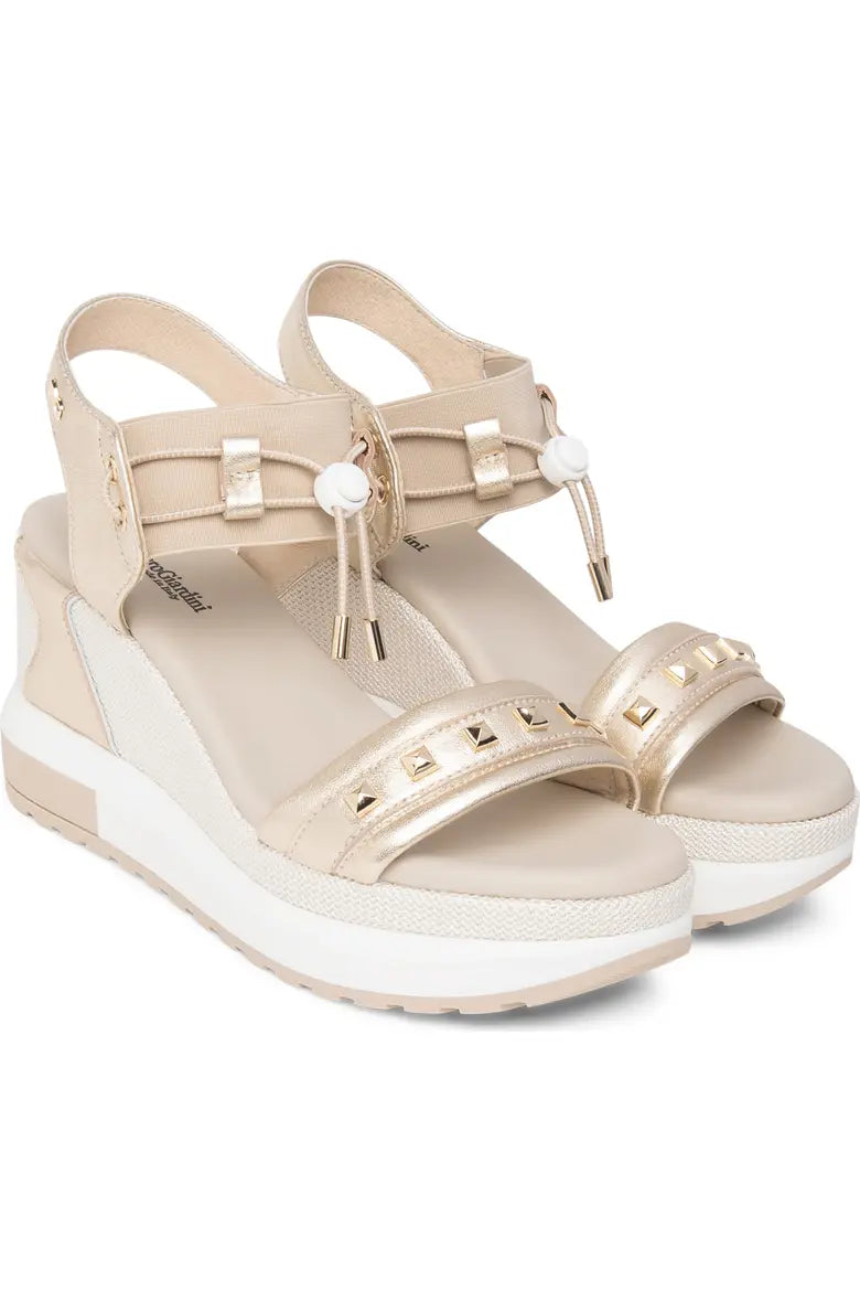 Studded Platform Wedge by Nero Giardini - GOLD SAND
