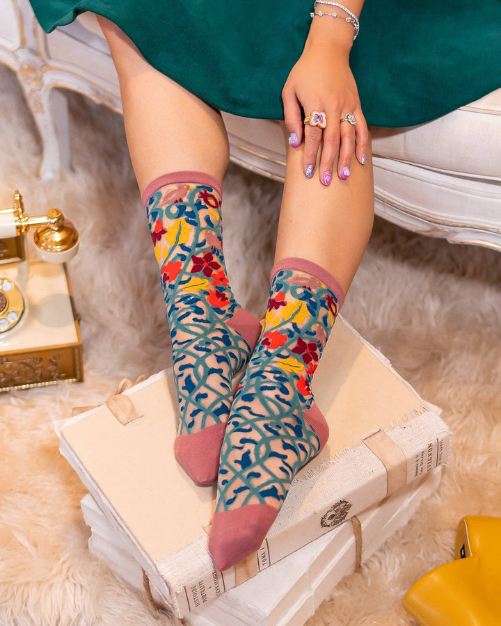 Tapestry Vines Sheer Crew by Sock Candy
