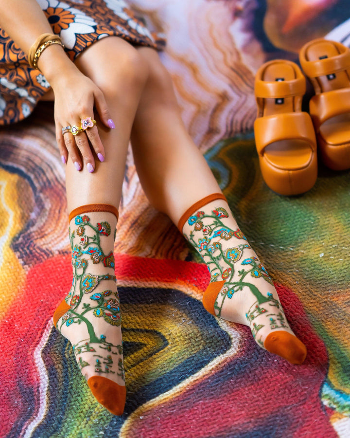 Tree of Life Sheer Crew by Sock Candy