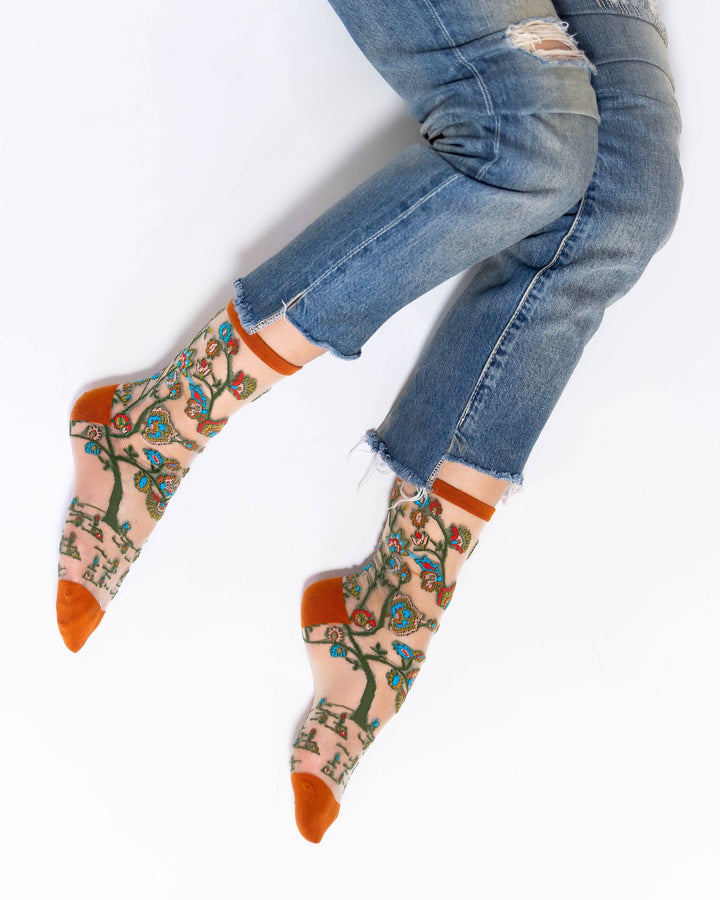 Tree of Life Sheer Crew by Sock Candy
