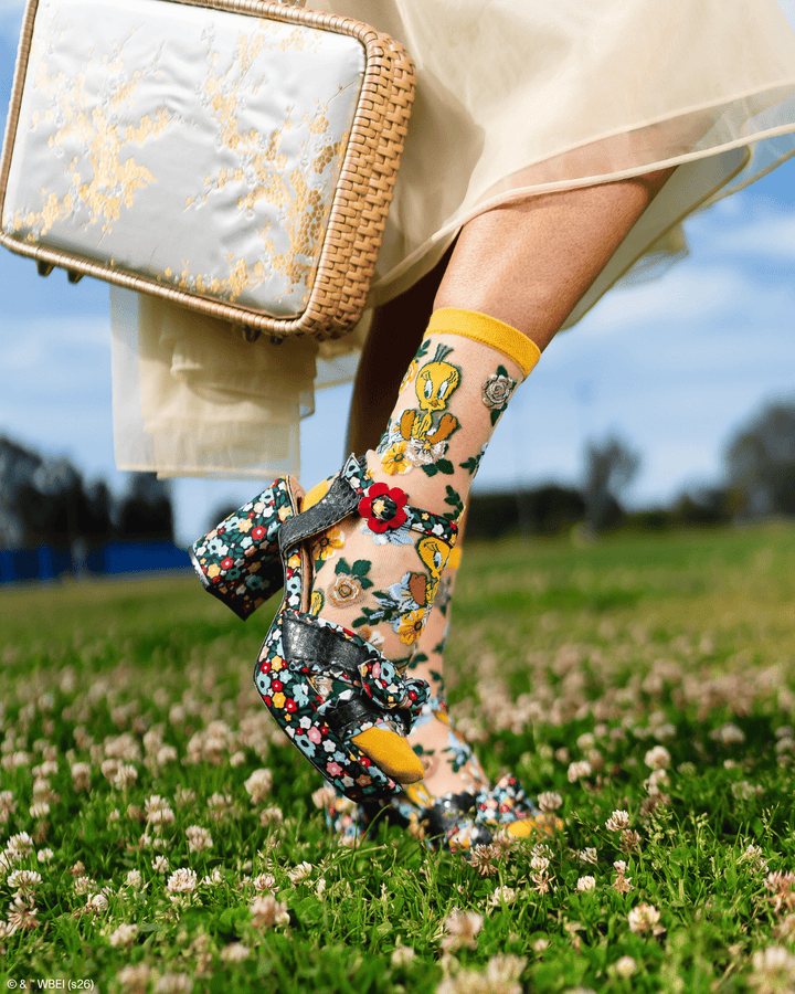 Tweety Floral Sheer Crew by Sock Candy
