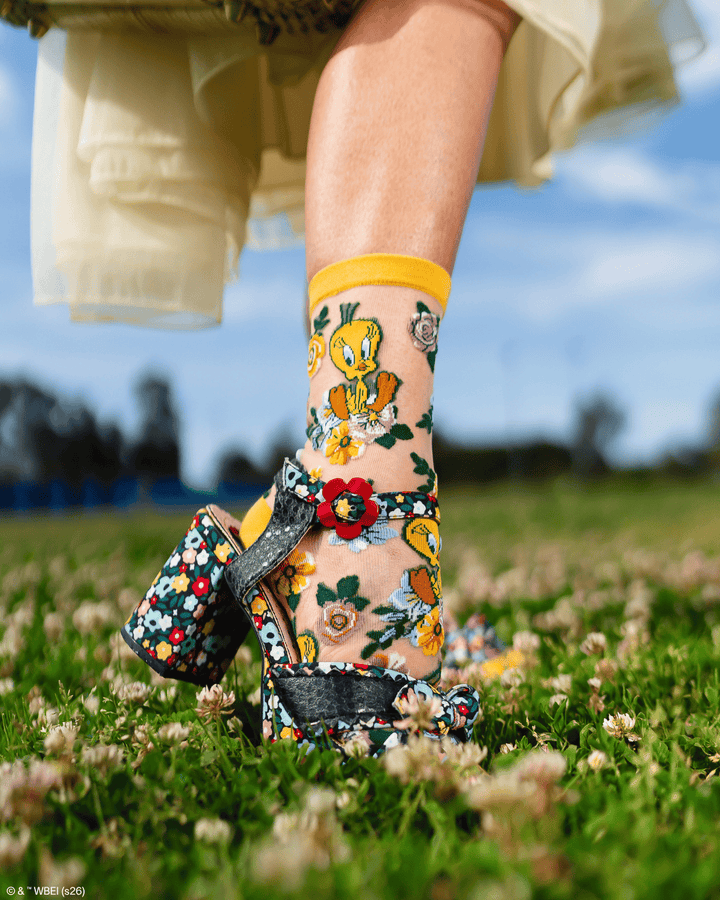 Tweety Floral Sheer Crew by Sock Candy