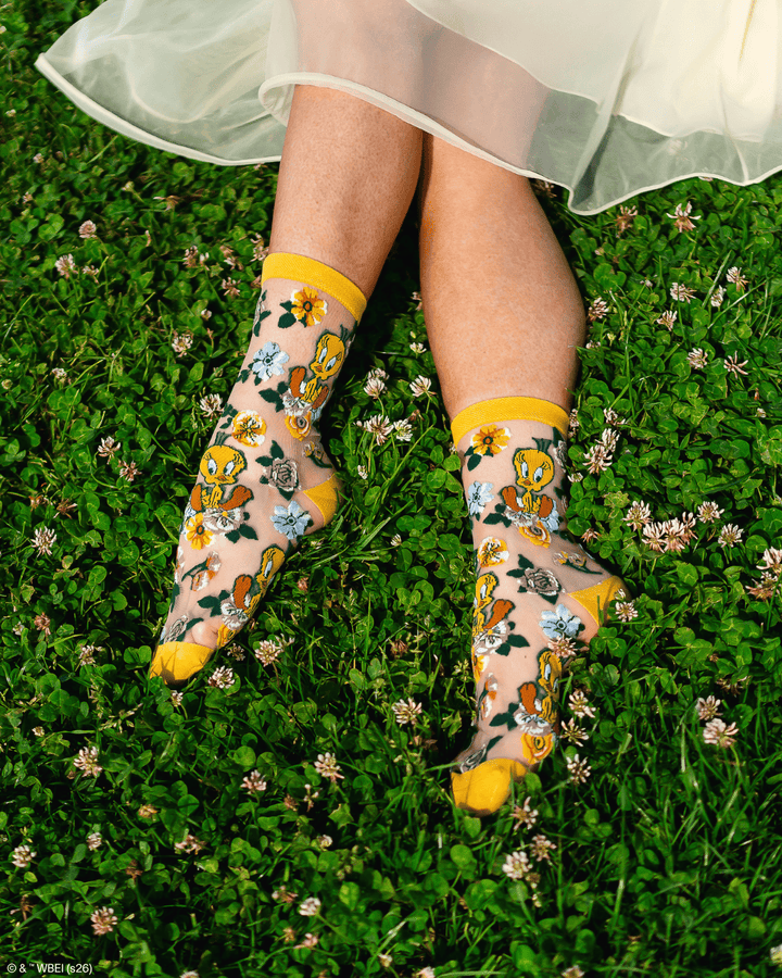 Tweety Floral Sheer Crew by Sock Candy