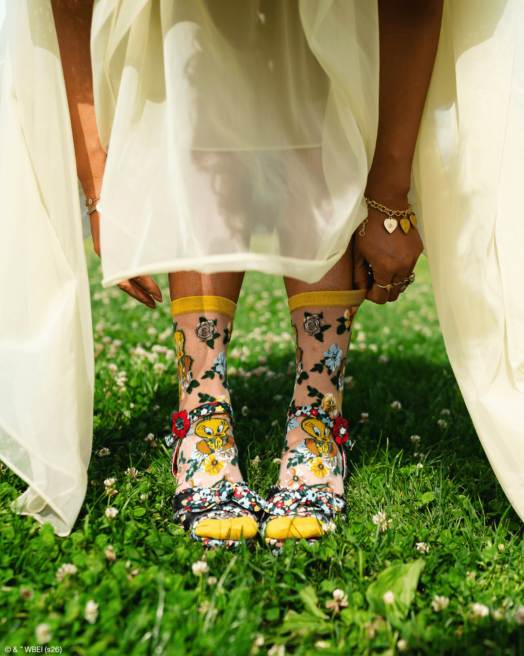 Tweety Floral Sheer Crew by Sock Candy