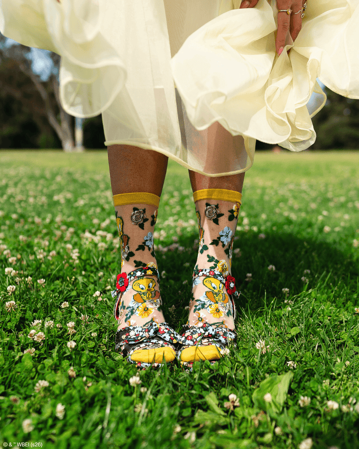 Tweety Floral Sheer Crew by Sock Candy