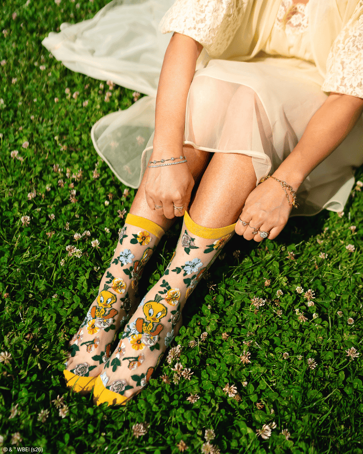 Tweety Floral Sheer Crew by Sock Candy