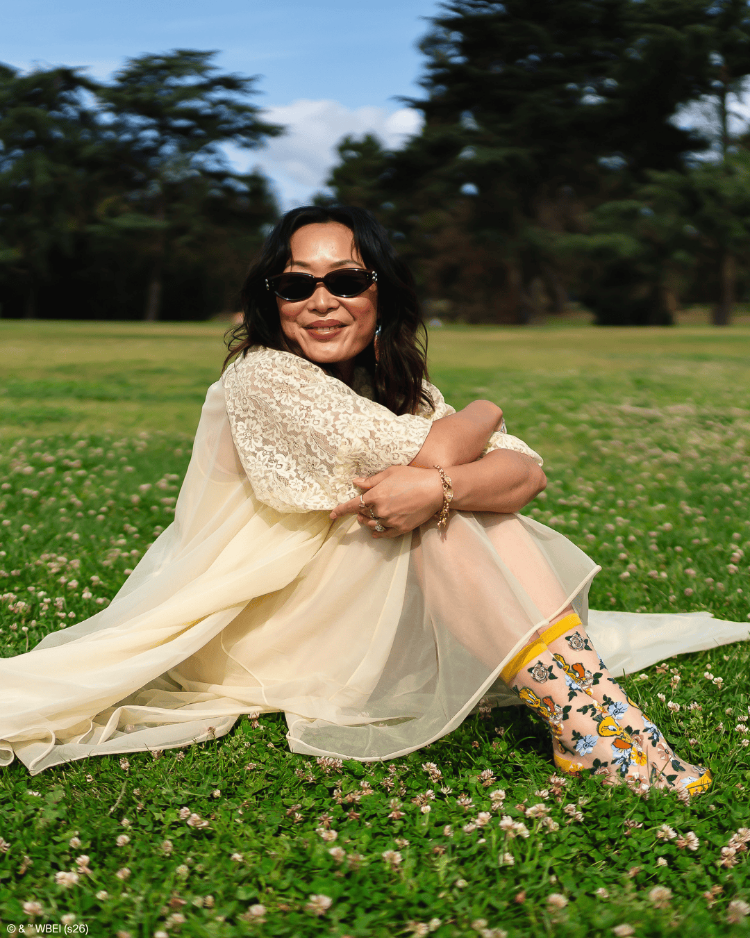 Tweety Floral Sheer Crew by Sock Candy