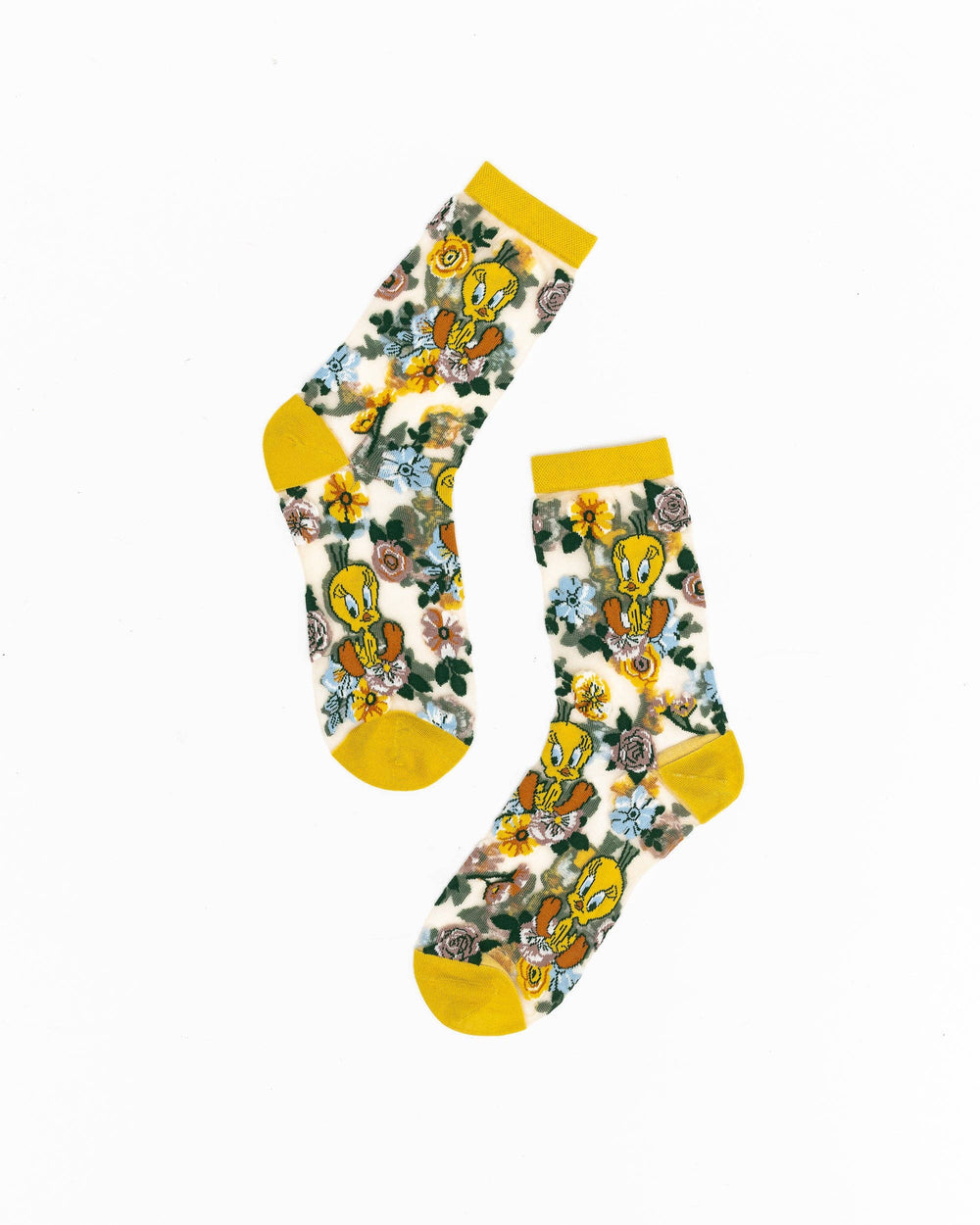 Tweety Floral Sheer Crew by Sock Candy