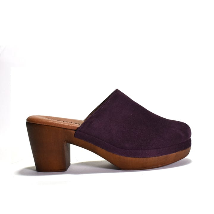 Wanda Suede Clog Eggplant Suede - Cordani