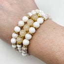 WHITE  STONE AND SHELL BRACELETS: GIGA AND WHITE TURQUOISE