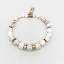 WHITE  STONE AND SHELL BRACELETS: GIGA AND WHITE TURQUOISE