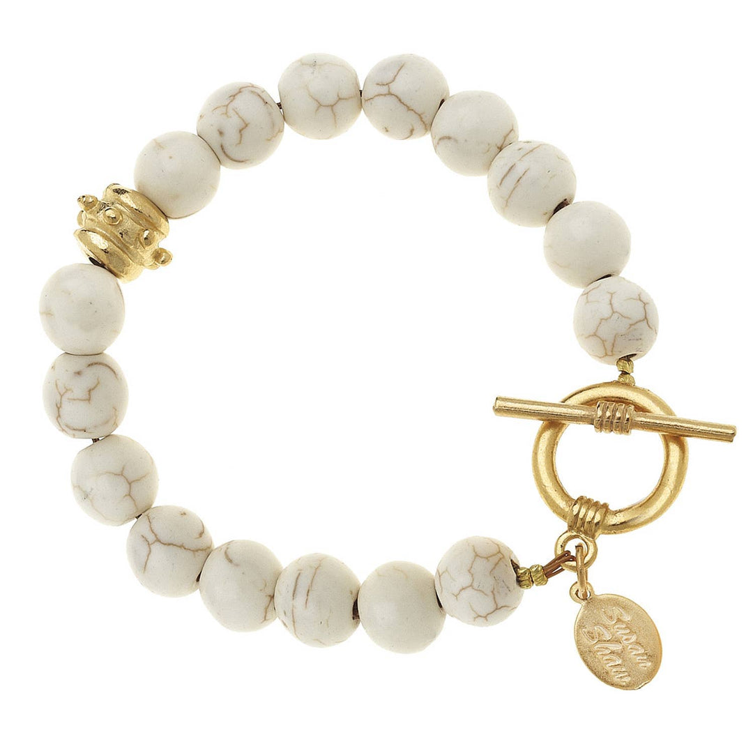 White Turquoise Gold Toggle Bracelet