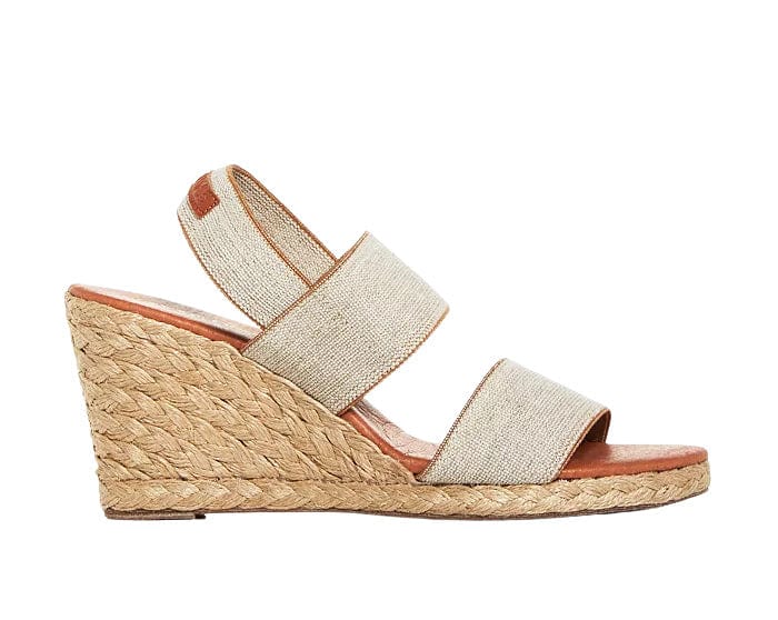 Andre Assous Allison Beige Linen Espadrille Wedge Sandal