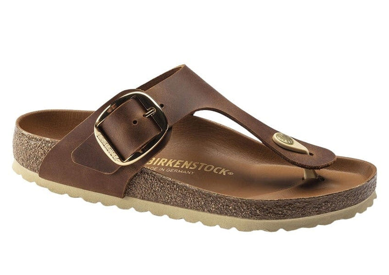 Birkenstock Gizeh Big Buckle Cognac Leather Toe Thong Sandal