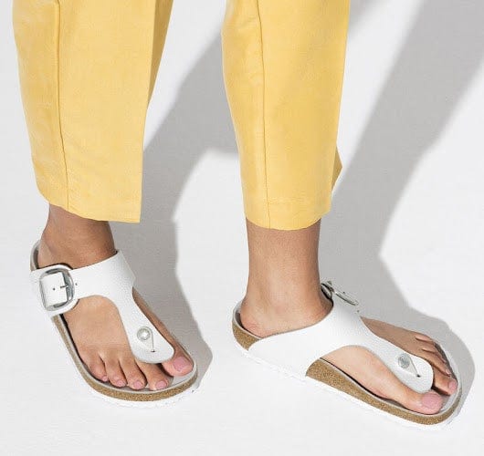 Birkenstock Gizeh Big Buckle White Leather Toe Thong Sandal