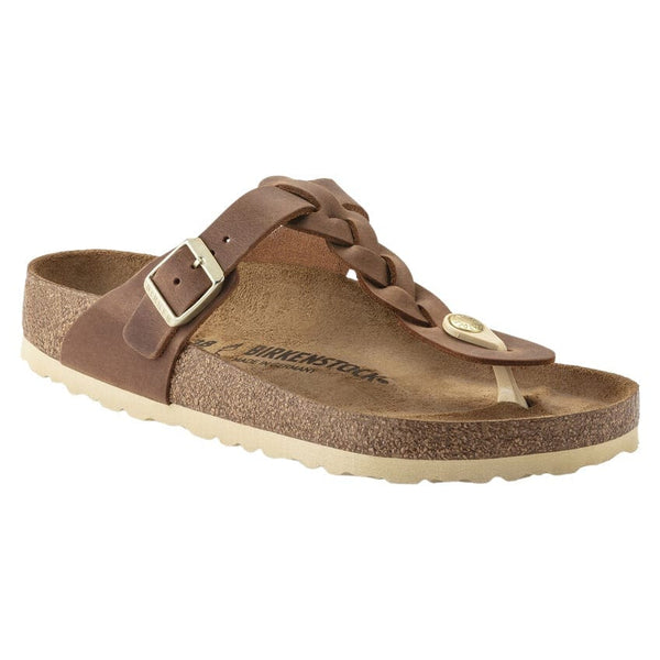 Birkenstock GIZEH Cognac Oiled Braided Leather Thong Sandal