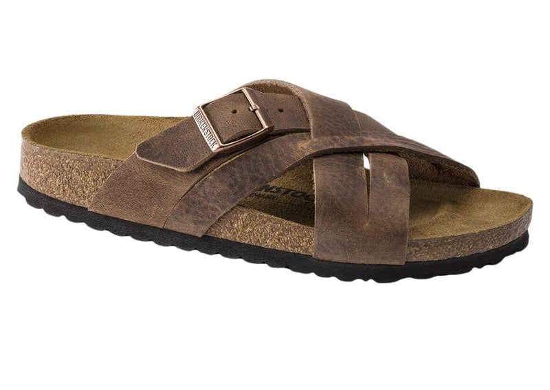 Birkenstock Lugano Tobacco  Oiled Leather Crossed-Strapped Sandal - Men