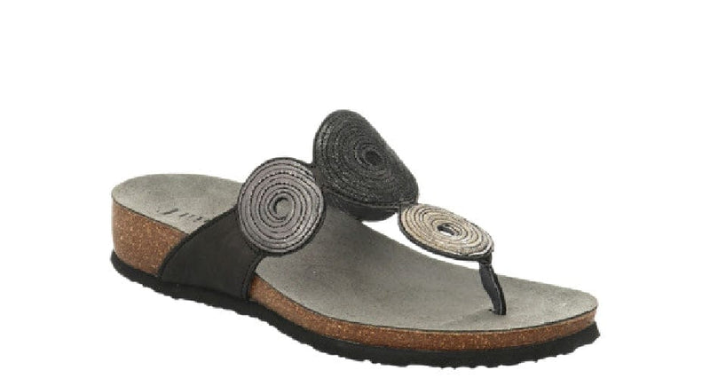 Think! Julia Circles Black/Combi Toe-Thong Sandal