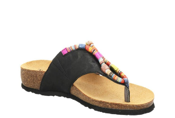 Think! Julia Tribal Black/Combi Toe-Thong Sandal