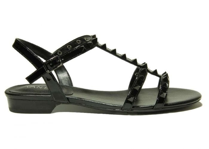 Vaneli Black Patent BRUNEL Strappy Casual Flat Sandal